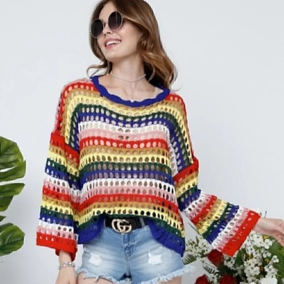 MUST HAVE fishnet Sweater Top - Picture 1 of 3